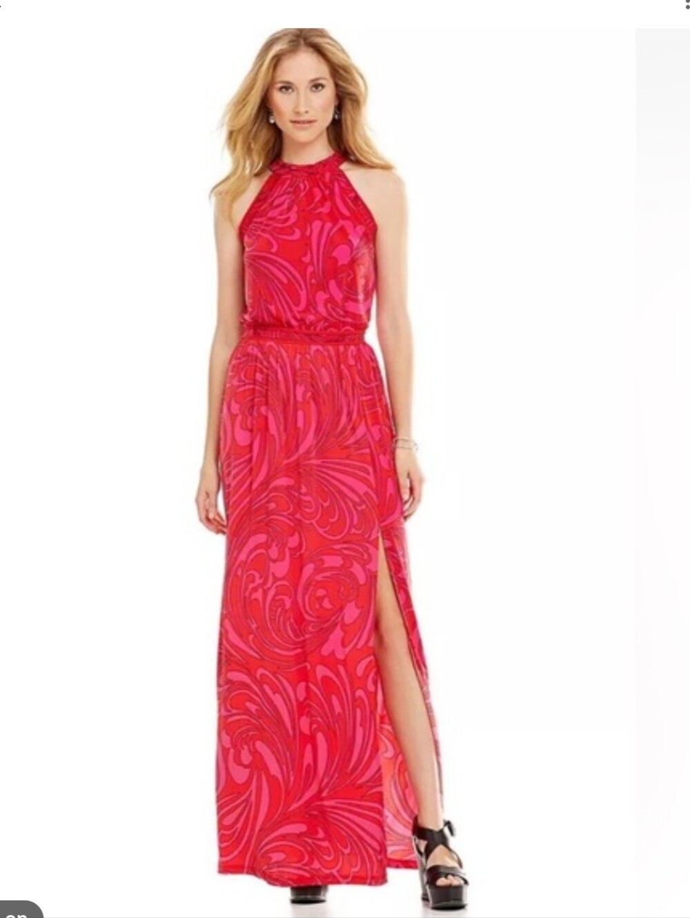 Michael Kors Cynthia Paisley Maxi Halter Dress